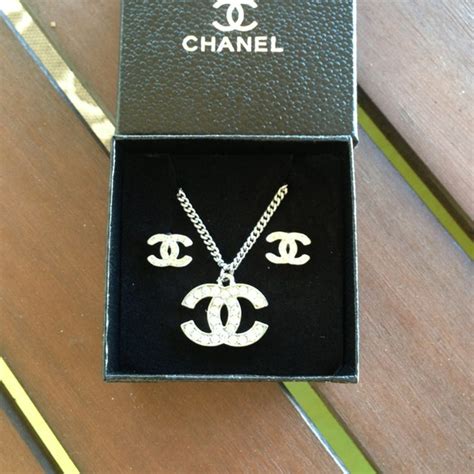 chanel necklace and earrings set|chanel necklace outlet.